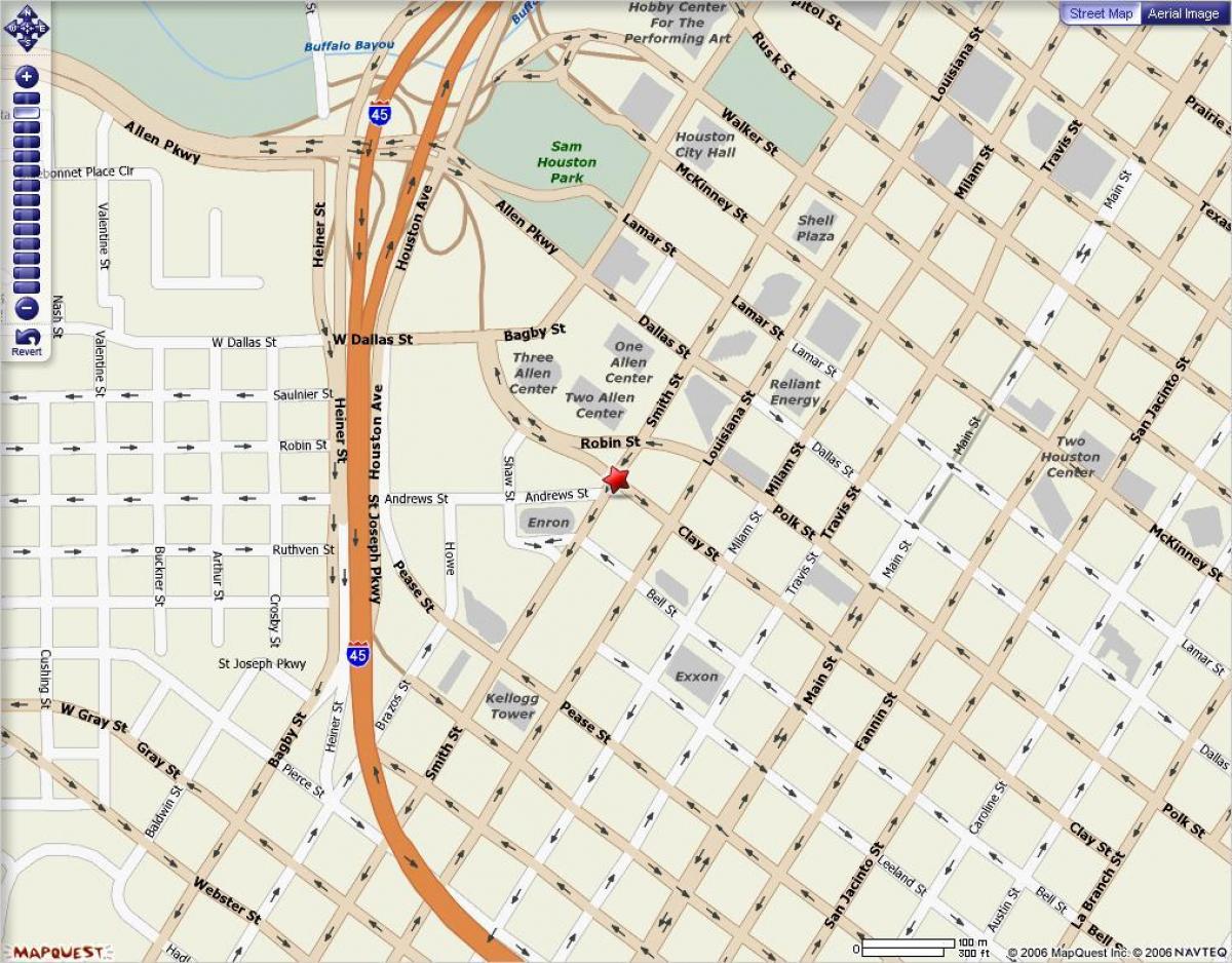 نقشه از مرکز شهر هوستون