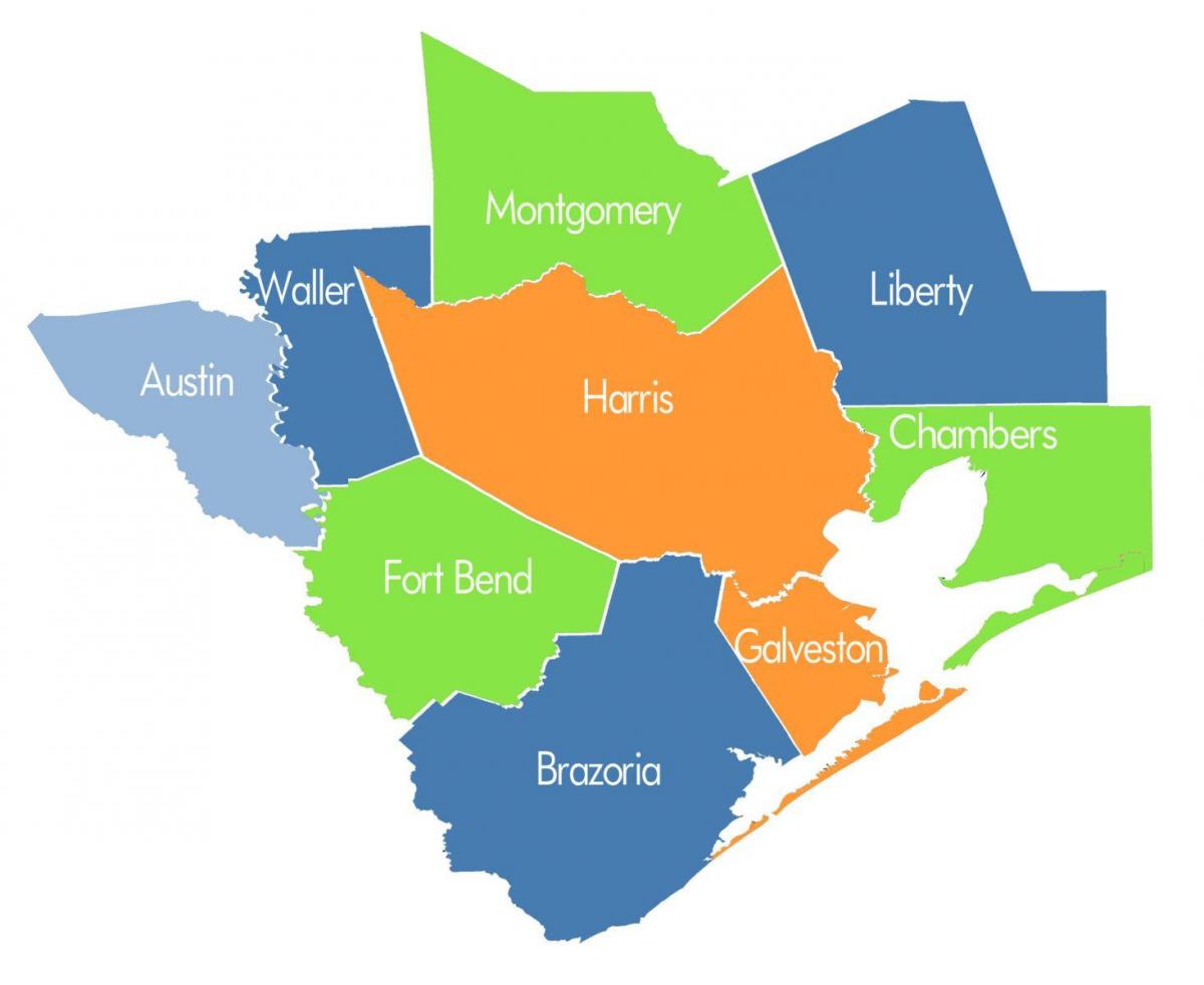 نقشه شهرستان هوستون