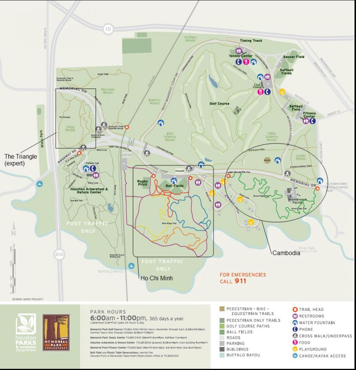 نقشه از پارک یادبود هوستون