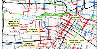 مسیرهای پیاده روی و دوچرخه هوستون نقشه